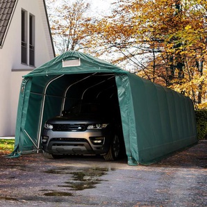 3,3x9,6m Zeltgarage, PVC-Plane, dunkelgrün, mit Statik (Betonuntergrund) - (68314)