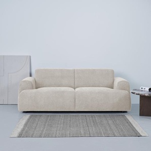 3-Sitzer ANDAS Linkka Sofas Gr. B/H/T: 237cm x 75cm x 94cm, Chenille, beige (natural) in einem weichen Chenille-Stoff, mit Wellenunterfederung