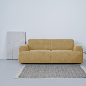 3-Sitzer ANDAS Linkka Sofas Gr. B/H/T: 237cm x 75cm x 94cm, Chenille, gelb (mustard) in einem weichen Chenille-Stoff, mit Wellenunterfederung