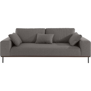 3-Sitzer ANDAS Mikael Sofas Gr. B/H/T: 232cm x 87cm x 103cm, Struktur weich, grau (dunkelgrau) mit hochwertigem, gebeiztem Holzrahmen und 4 Zierkissen