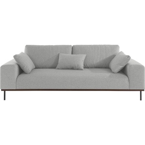 3-Sitzer ANDAS Mikael Sofas Gr. B/H/T: 232cm x 87cm x 103cm, Struktur weich, grau (hellgrau) mit hochwertigem, gebeiztem Holzrahmen und 4 Zierkissen