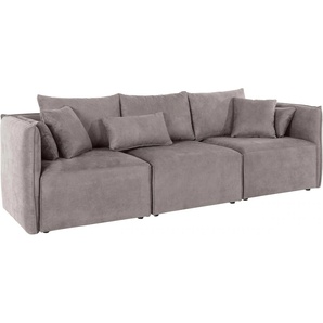 3-Sitzer ANDAS Nöre Sofas Gr. B/H/T: 262cm x 74cm x 90cm, Luxus-Microfaser Lederoptik, grau (hellgrau) 3 Teile, in vielen Bezugsqualitäten und Farben s. auch Nöre