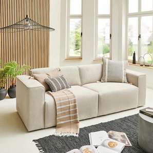 3-Sitzer ANDAS Noord Sofas Gr. B/H/T: 232cm x 71cm x 96cm, Struktur, beige (cream) mit Kedernaht, Breite 232 cm, Cord, Struktur