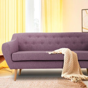 3-Sitzer ANDAS Renne Sofas Gr. B/H/T: 178cm x 78cm x 73cm, Struktur, lila mit Heftung im Rücken skandinavischem Stil