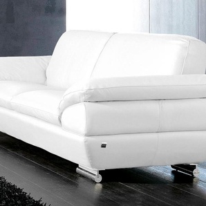 3-Sitzer CALIA ITALIA Glamour, italienisches Designsofa mit sensationellem Sitzkomfort Sofas Gr. B/H/T: 226 cm x 79 cm x 94 cm, Leder BULL, beige (naturweiß) 3-Sitzer Sofas für entspannende Momente, toller Designfuß