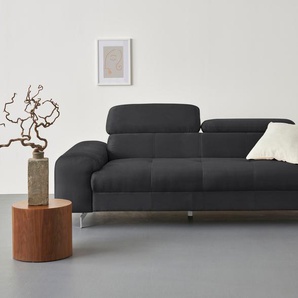 3-Sitzer COTTA Chef Sofas Gr. B/H/T: 227cm x 72cm x 105cm, Feinstruktur, mit Kopfteilverstellung, schwarz 3-Sitzer mit eleganter Steppung, Bodenfreiheit 12,5 cm