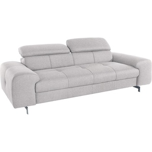 3-Sitzer COTTA Chef Sofas Gr. B/H/T: 232cm x 72cm x 105cm, Struktur, mit Kopfteilverstellung, grau (argent) mit Kopfteilverstellung