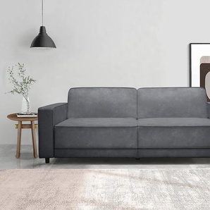 3-Sitzer DOREL HOME Allie Schlafsofa 225 cm Sofas Gr. B/H/T: 225 cm x 82 cm x 84 cm, Veloursstoff, grau (anthrazit) 3-Sitzer Sofas Bett-Funktion (108190cm), trendiger Cord o. pflegeleichter Velours