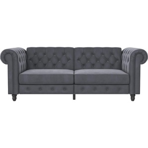 3-Sitzer DOREL HOME Felix, Schlafsofa 236 cm, (Liegefläche 108x190cm), Rückenlehne Sofas Gr. B/H/T: 236cm x 83cm x 87cm, Veloursstoff, grau (anthrazit) 3-fach verstellbar, Velours, Kunstleder, Luxus-Microfaser Vintage