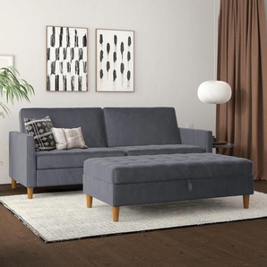 3-Sitzer DOREL HOME Presley Sofas Gr. B/H/T: 203cm x 83cm x 83cm, Samtvelours, grau (anthrazit) Sofa mit Bett-Funktion und verstellbarer Rückenlehne