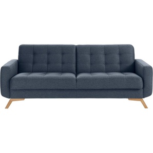 3-Sitzer EXXPO - SOFA FASHION Fiord, aktuelles Design, tolle Detailverarbeitung im Sitz und Rücken Sofas Gr. B/H/T: 222cm x 87cm x 89cm, Webvelours, mit Bettfunktion-mit Bettkasten, blau (denim) bequem, wahlweise Kippcouch mit Bettfunktion und Bettkasten,