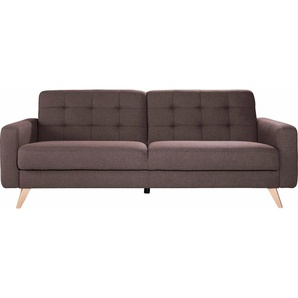 3-Sitzer EXXPO - SOFA FASHION Nappa, kompakt und komfortabel, bequem, zeitloses Design, L-Form Sofas Gr. B/H/T: 222cm x 87cm x 78cm, Struktur fein, mit Bettfunktion-mit Bettkasten, braun (coffee) tolle Detailverarbeitung, mit Bettfunktion und Bettkasten