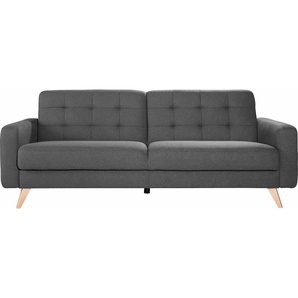 3-Sitzer EXXPO - SOFA FASHION Nappa, kompakt und komfortabel, bequem, zeitloses Design, L-Form Sofas Gr. B/H/T: 222cm x 87cm x 78cm, Struktur fein, mit Bettfunktion-mit Bettkasten, grau (anthrazit) tolle Detailverarbeitung, mit Bettfunktion und Bettkasten