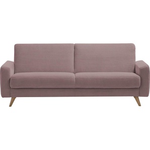 3-Sitzer EXXPO - SOFA FASHION Samso, elegant und bequem, aktueller Cord Bezug, Kippcouch Sofas Gr. B/H/T: 222cm x 89cm x 93cm, Cord POSO, mit Bettfunktion und Bettkasten, braun (old rose) hochwertige Verarbeitung, Schlafsofa inkl. Bettfunktion und