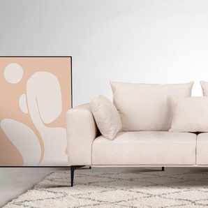 3-Sitzer GUIDO MARIA KRETSCHMER HOME & LIVING BENTE Sofas Gr. B/H/T: 235cm x 85cm x 105cm, Velours, beige (creme) mit schwarzen Metallfüßen