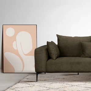 3-Sitzer GUIDO MARIA KRETSCHMER HOME & LIVING BENTE Sofas Gr. B/H/T: 235cm x 85cm x 105cm, Velvet, grün (rifle green) mit schwarzen Metallfüßen