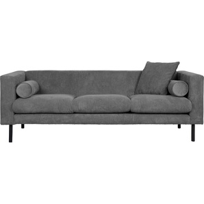 3-Sitzer GUIDO MARIA KRETSCHMER HOME & LIVING Lillibeth Sofas Gr. B/H/T: 218cm x 83cm x 74cm, Cord, grau Zierkissen als Wendekissen, Bezug Samtoptik oder Cord