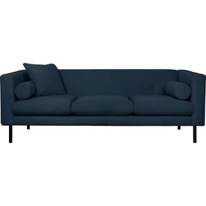 3-Sitzer GUIDO MARIA KRETSCHMER HOME & LIVING Lillibeth Sofas Gr. B/H/T: 218cm x 83cm x 74cm, Samtoptik, blau (nachtblau) Zierkissen als Wendekissen, Bezug Samtoptik oder Cord