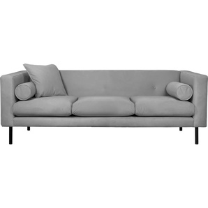 3-Sitzer GUIDO MARIA KRETSCHMER HOME & LIVING Lillibeth Sofas Gr. B/H/T: 218cm x 83cm x 74cm, Samtoptik, grau Zierkissen als Wendekissen, Bezug Samtoptik oder Cord