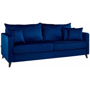 3-Sitzer GUIDO MARIA KRETSCHMER HOME & LIVING Renesse Sofas Gr. B/H/T: 203cm x 90cm x 90cm, Samtvelours, blau lose Kissen, Keder an Sitzkissen