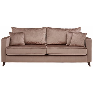 3-Sitzer GUIDO MARIA KRETSCHMER HOME & LIVING Renesse Sofas Gr. B/H/T: 203cm x 90cm x 90cm, Samtvelours, grau (taupe) lose Kissen, Keder an Sitzkissen