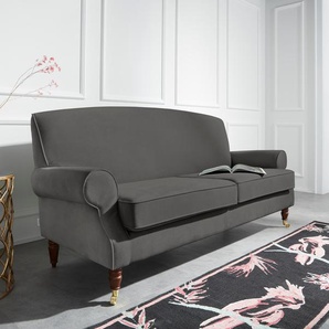 3-Sitzer GUIDO MARIA KRETSCHMER HOME & LIVING Rennes Sofas Gr. B/H/T: 200cm x 90cm x 93cm, Samtoptik, grau (mittelgrau) in Samtoptik oder Baumwoll-Mix