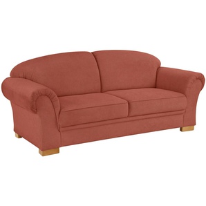 3-Sitzer HOME AFFAIRE Amrum Sofas Gr. B/H/T: 219cm x 91cm x 92cm, Struktur flausch, orange (terra) mit Federkern