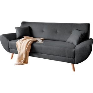 3-Sitzer HOME AFFAIRE Basta Sofas Gr. B/H/T: 205cm x 80cm x 82cm, Luxus-Microfaser Lederoptik, schwarz