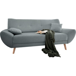 3-Sitzer HOME AFFAIRE Basta Sofas Gr. B/H/T: 205cm x 80cm x 82cm, Chenille-Struktur, grau (grau-grün)