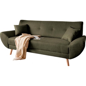 3-Sitzer HOME AFFAIRE Basta Sofas Gr. B/H/T: 205cm x 80cm x 82cm, Luxus-Microfaser Lederoptik, grün