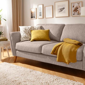 3-Sitzer HOME AFFAIRE MARSEILLE Sofa 206 cm Sofas Gr. B/H/T: 206cm x 88cm x 90cm, Struktur fein, beige mit Massivholzbeinen aus Eiche, verschiedene Bezüge und Farbvarianten