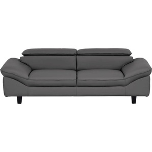 3-Sitzer HOME AFFAIRE Pilot Sofas Gr. B/T: 218cm x 108cm, Kunstleder SOFTLUX, grau (fango) Dreisitzer mit Kopfteilverstellung