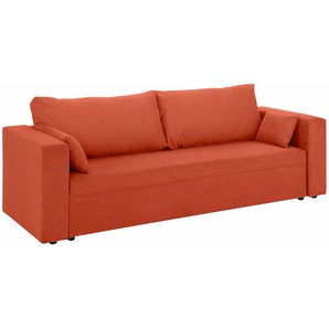 3-Sitzer HOME AFFAIRE Pur Sofas Gr. B/H/T: 227cm x 87cm x 85cm, Luxus-Microfaser ALTARA NUBUCK, mit Bettfunktion-mit Bettkasten, orange (terrakotta) wahlweise mit Bettfunktion