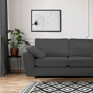 3-Sitzer HOME AFFAIRE Savoy Sofas Gr. B/H/T: 208cm x 95cm x 107cm, Struktur fein, grau (anthrazit) gemütliches Sofa mit vielen Kissen, in 2 Bezugsqualitäten