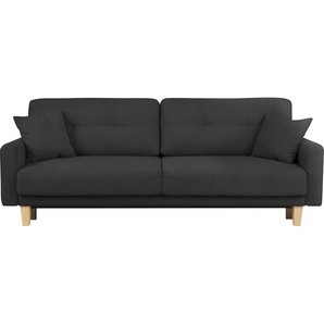 3-Sitzer HOME AFFAIRE Triplo wahlweise mit Bettfunktion und Bettkasten Sofas Gr. B/H/T: 215cm x 89cm x 100cm, Luxus-Microfaser weich, mit Bettfunktion-mit Bettkasten, grau (graphit) incl. Zierkissen, BTH: 21510089 cm Liegefläche 191 x 145