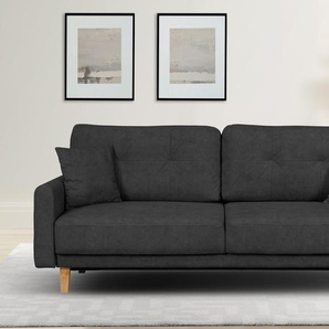 3-Sitzer HOME AFFAIRE Triplo wahlweise mit Bettfunktion und Bettkasten Sofas Gr. B/H/T: 215cm x 89cm x 100cm, Samtoptik, ohne Bettfunktion-ohne Bettkasten, schwarz incl. Zierkissen, BTH: 21510089 cm Liegefläche 191 x 145