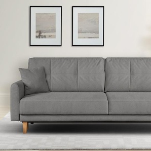 3-Sitzer HOME AFFAIRE Triplo wahlweise mit Bettfunktion und Bettkasten Sofas Gr. B/H/T: 215cm x 89cm x 100cm, Struktur weich, mit Bettfunktion-mit Bettkasten, grau incl. Zierkissen, BTH: 21510089 cm Liegefläche 191 x 145