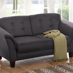 3-Sitzer HOME AFFAIRE Trondheim Sofas Gr. B/H/T: 196cm x 89cm x 90cm, Flachgewebe, grau (anthrazit) mit Federkern, Knopfheftung im Rücken, Füße Buche