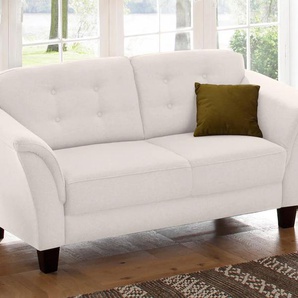 3-Sitzer HOME AFFAIRE Trondheim Sofas Gr. B/H/T: 196cm x 89cm x 90cm, Struktur fein, beige (linen) mit Federkern, Knopfheftung im Rücken, Füße Buche