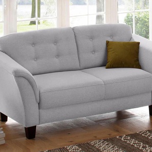 3-Sitzer HOME AFFAIRE Trondheim Sofas Gr. B/H/T: 196cm x 89cm x 90cm, Struktur fein, grau mit Federkern, Knopfheftung im Rücken, Füße Buche