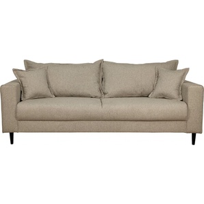 3-Sitzer HOME AFFAIRE VEYRAS Sofas Gr. B/H/T: 212cm x 76cm x 84cm, Struktur weich, grau (taupe) hoher Sitzkomfort, incl. 2 Zierkissen mit Keder, BTH: 2128476 cm