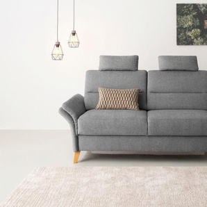 3-Sitzer HOME AFFAIRE Westerland Sofas Gr. B/H/T: 186cm x 90cm x 89cm, Chenille-Optik, ohne Armlehnfunktion, grau Federkern-Polsterung. wahlweise mit Armlehnfunktion