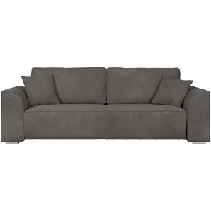 3-Sitzer INOSIGN Beatrice Schlafsofa Sofas Gr. B/H/T: 250cm x 92cm x 107cm, Cord, ohne Bettfunktion-ohne Bettkasten, grau wahlweise auch mit Bettfunktion und Bettkasten, incl. 2 Zierkissen