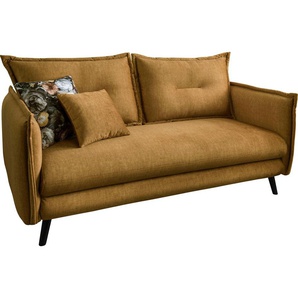 3-Sitzer INOSIGN Lazio Sofas Gr. B/H/T: 183cm x 94cm x 110cm, Veloursstoff, gelb inklusive 1 Stk. Wende- und Zierkissen