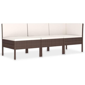 3-Sitzer Lounge-Set Josphua aus Polyrattan mit Polster