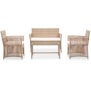 3-Sitzer Lounge-Set Sweetgrove aus Polyrattan mit Polster