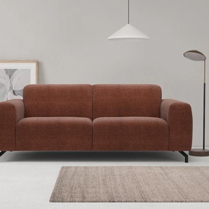 3-Sitzer PLACES OF STYLE Oleandro Sofas Gr. B/H/T: 230cm x 82cm x 94cm, Struktur, Kaltschaum-Wellenunterfederung, braun (haselnussbraun) mit unterschiedlichem Sitzkomfort, in verschiedenen Bezugsqualitäten