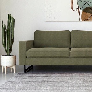 3-Sitzer PLACES OF STYLE Pinto Sofas Gr. B/H/T: 236cm x 85cm x 97cm, Feincord, grün (khaki) Maxi-Ausführung, mit Keder und Metallfüßen, auch Cord Bezug