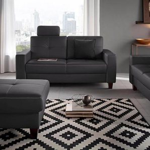 3-Sitzer PLACES OF STYLE Varese Sofas Gr. B/H/T: 192cm x 91cm x 90cm, Kunstleder SOFTLUX, braun (dunkelbraun) mit Kreuznaht und Federkern