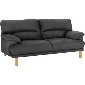 3-Sitzer TRENDMANUFAKTUR Cecilia, Sofa in italienischem Design Sofas Gr. B/H/T: 200cm x 87cm x 90cm, Microfaser VINTAGE, ohne Funktion, grau (anthrazit) mit tollem Sitzkomfort und Holzfüßen